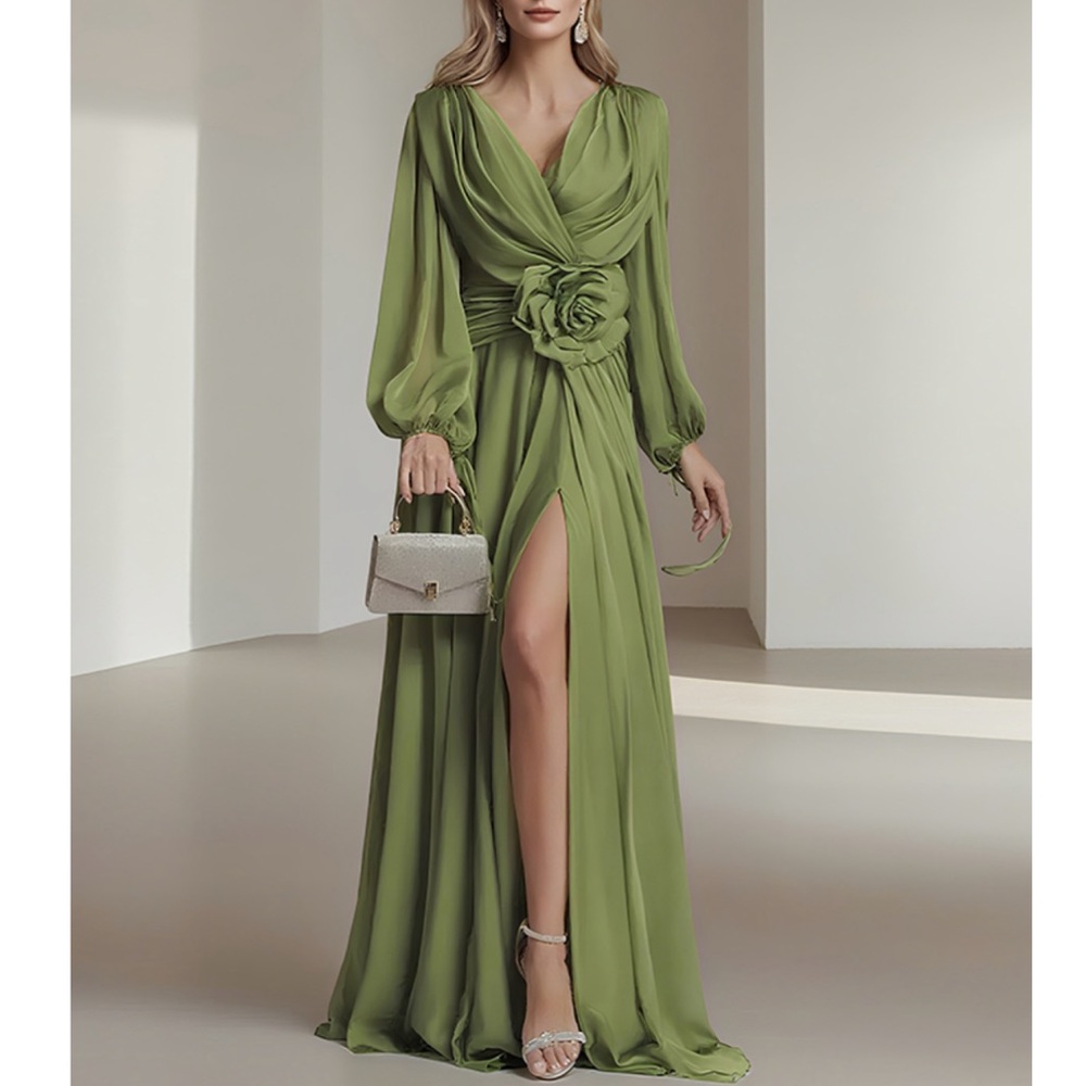 Chic Olive Long Sleeve Dress